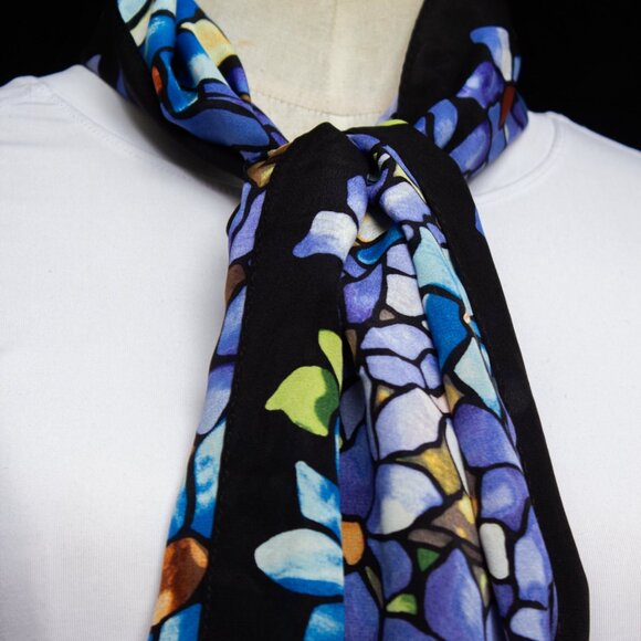 The MET Silk Scarf | Multicolor Long Scarf | 65 In | Silk Hair Scarf Head Scarf - Picture 1 of 7